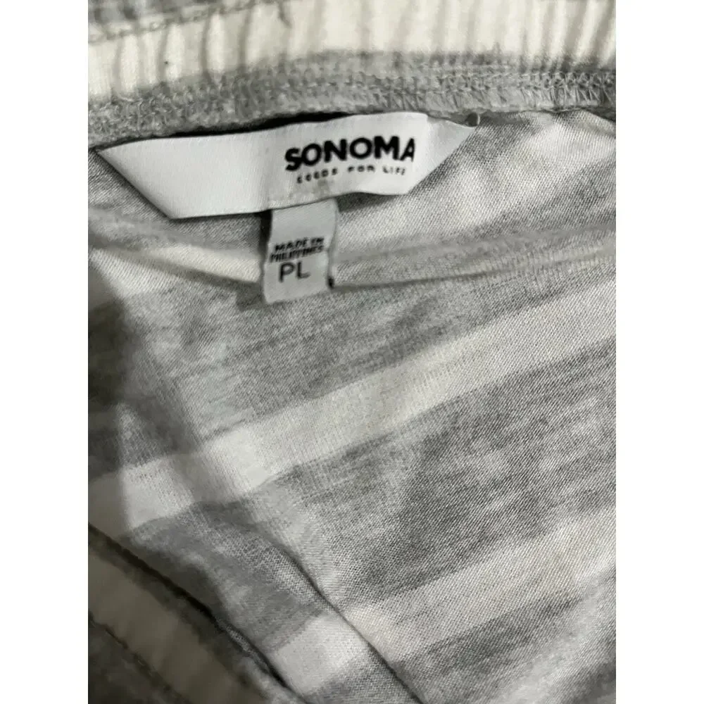 Sonoma Maxi Skirt Grey White Striped Drawstring Size PL